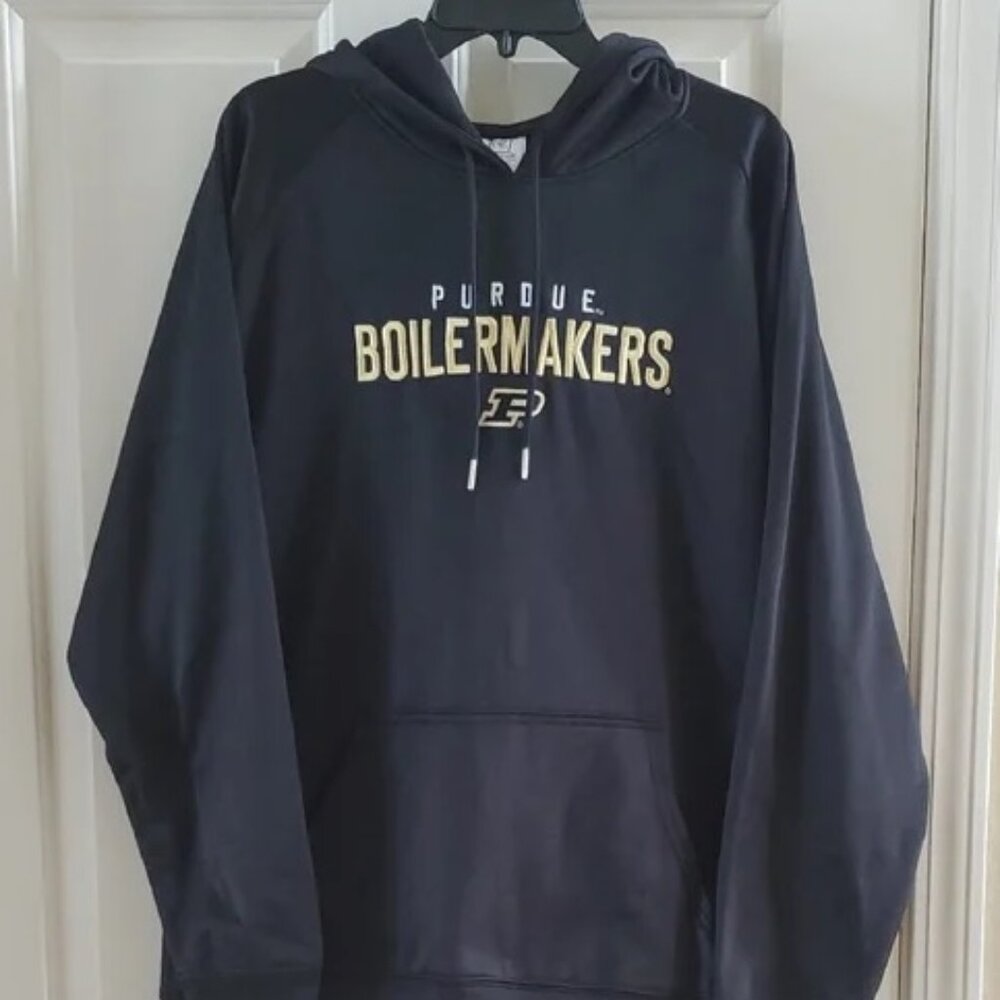 Mens ProEdge Purdue Boilermakers Black Poly Fleece Hoodie Size Large Black NWT
